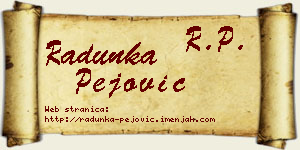 Radunka Pejović vizit kartica